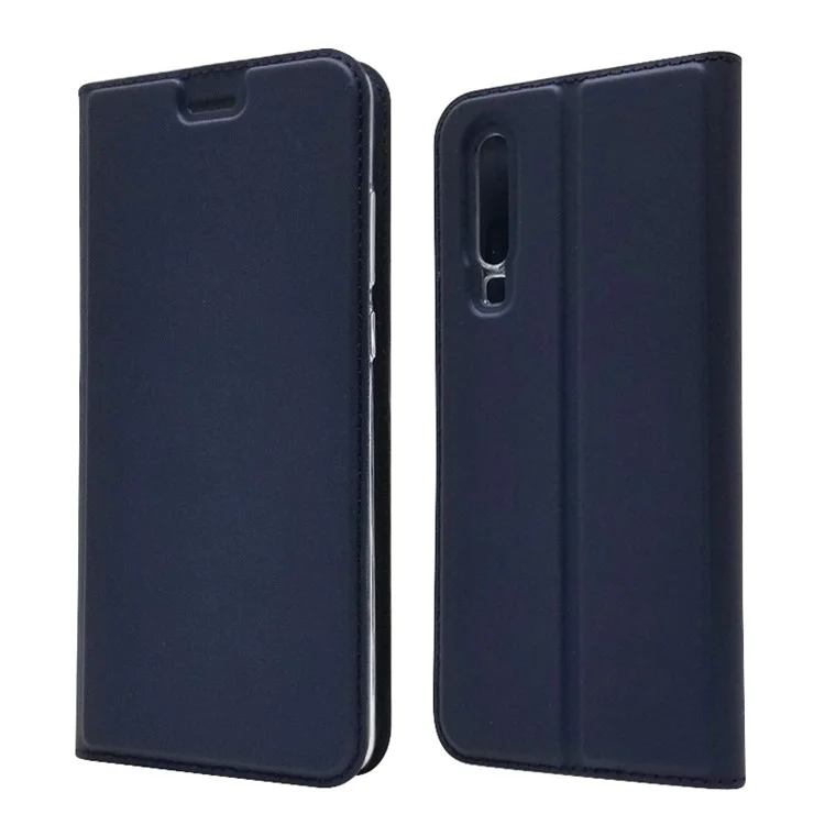 Auto-absorbed Stand Leather Casing with Card Slot for Huawei P30 - Blue