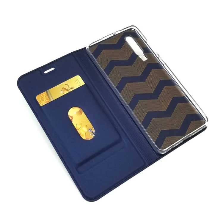 Auto-absorbiertes Stand Ledergehäuse Mit Kartensteckplatz Für Huawei P30 - Blau