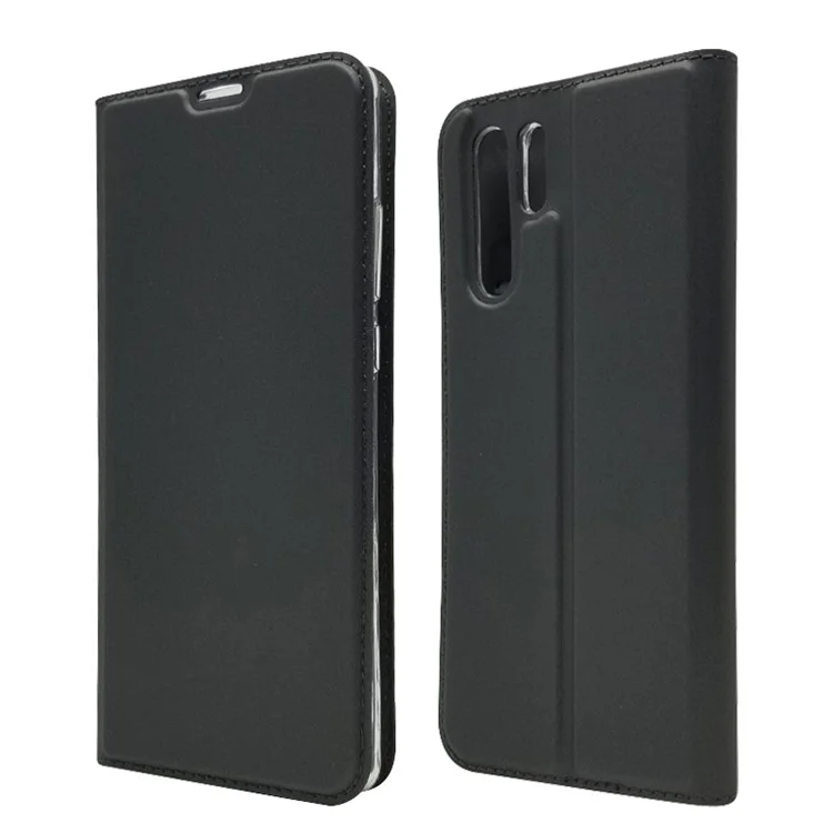 Auto-absorbed Stand Leather Case with Card Slot for Huawei P30 Pro - Black