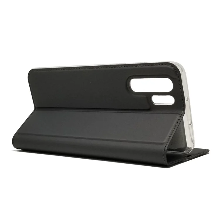 Estuche de Cuero de Soporte Automático Con Autos Con Ranura Para Tarjetas Para Huawei P30 Pro - Negro