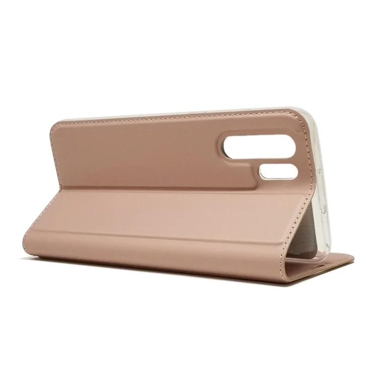 Carcasa de Cuero de Stand Autoabsorbido Con Soporte Para Tarjetas Para Huawei P30 Pro - Oro Rosa