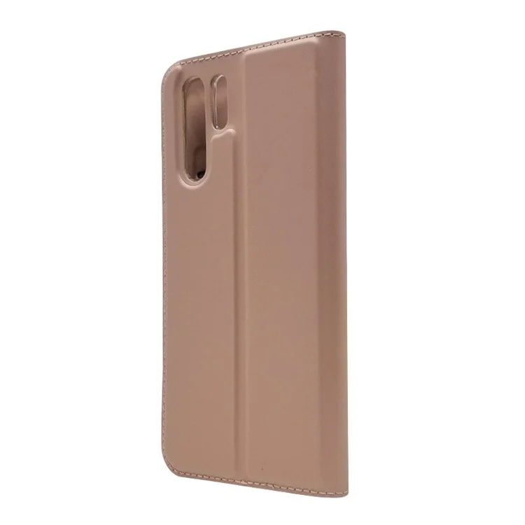 Auto-absorbed Stand Leather Casing with Card Holder for Huawei P30 Pro - Rose Gold