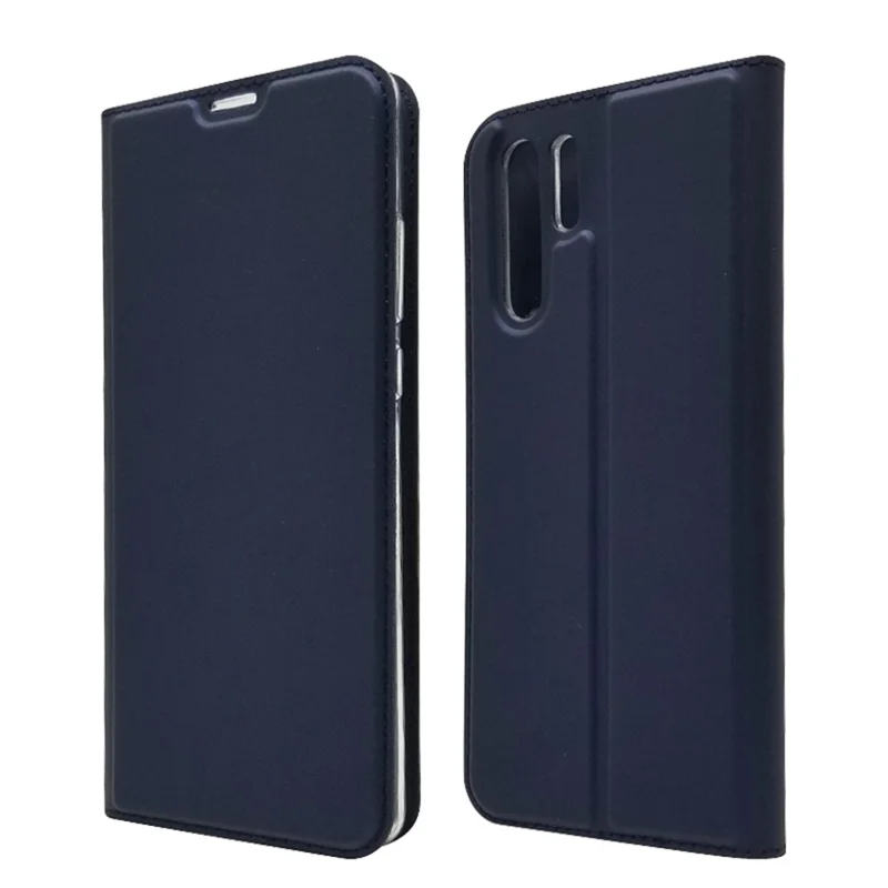 Auto-absorbed Stand Leather Shell with Card Slot for Huawei P30 Pro - Blue