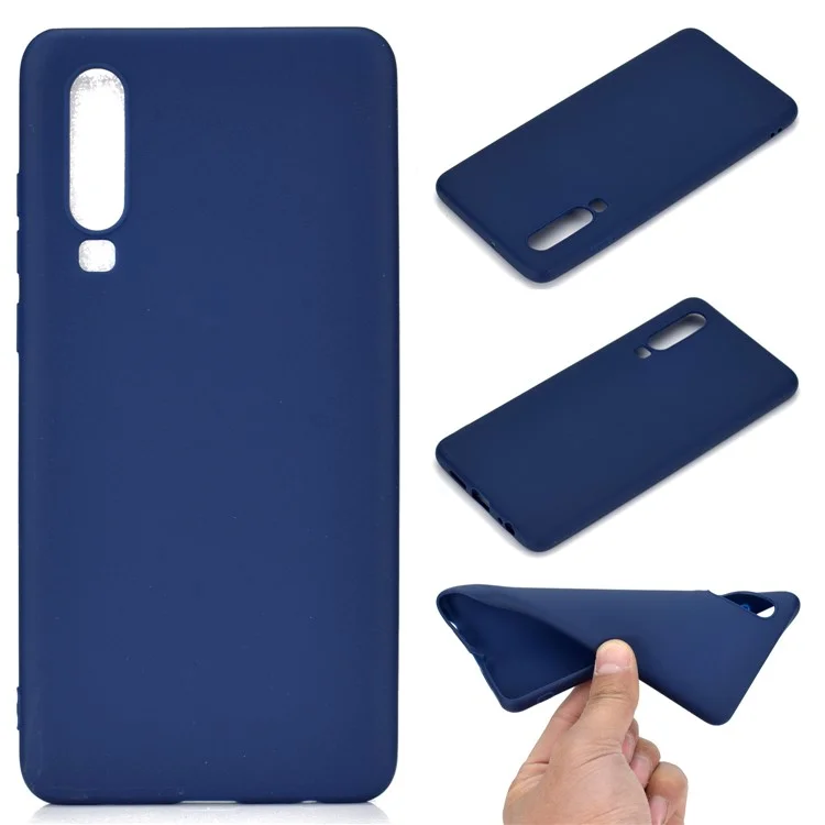 Solid Color Matte TPU Case Accessory for Huawei P30 - Dark Blue