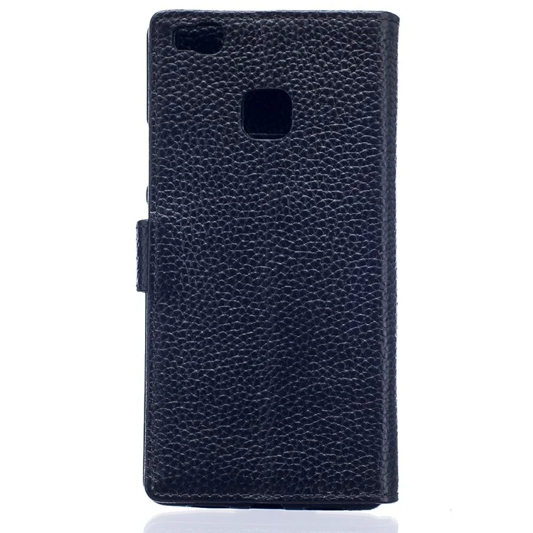 Genuine Leather Wallet Stand Case for Huawei P9 Lite - Black