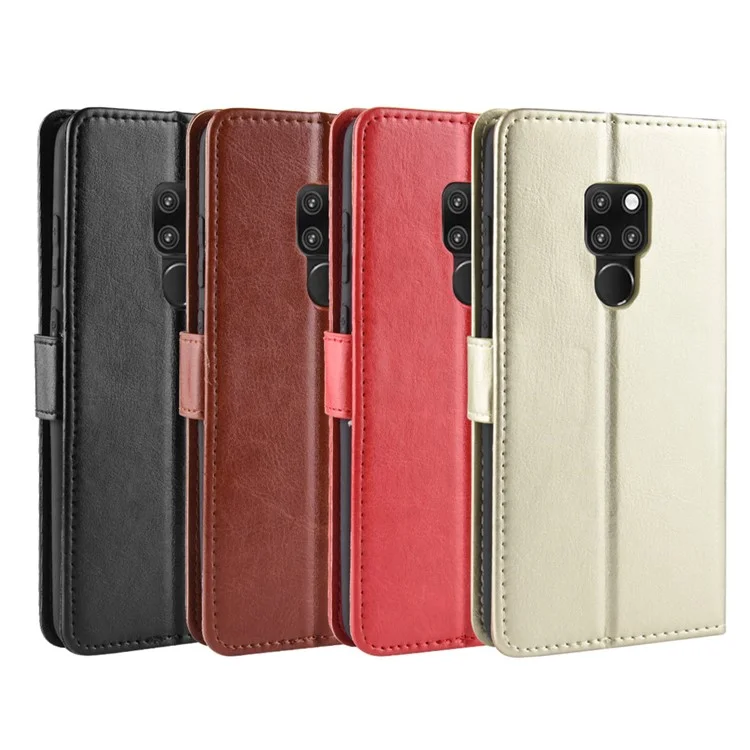 Crazy Horse Wallet Stand Leder Telefon Fall Für Huawei Mate 20 X - Schwarz