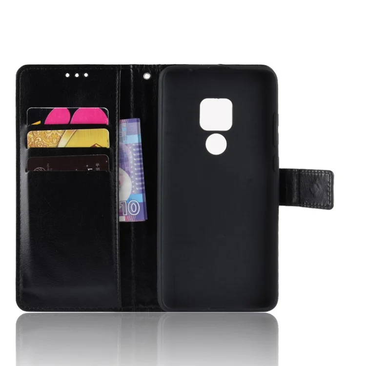 Crazy Horse Wallet Stand Leather Phone Case for Huawei Mate 20 X - Black