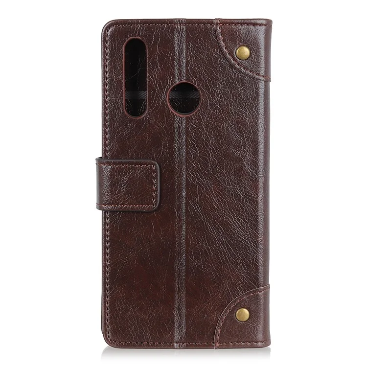 Nappa Texture Wallet Leather Phone Casing Cover for Huawei P30 Lite/nova 4e/P30 Lite New Edition - Coffee