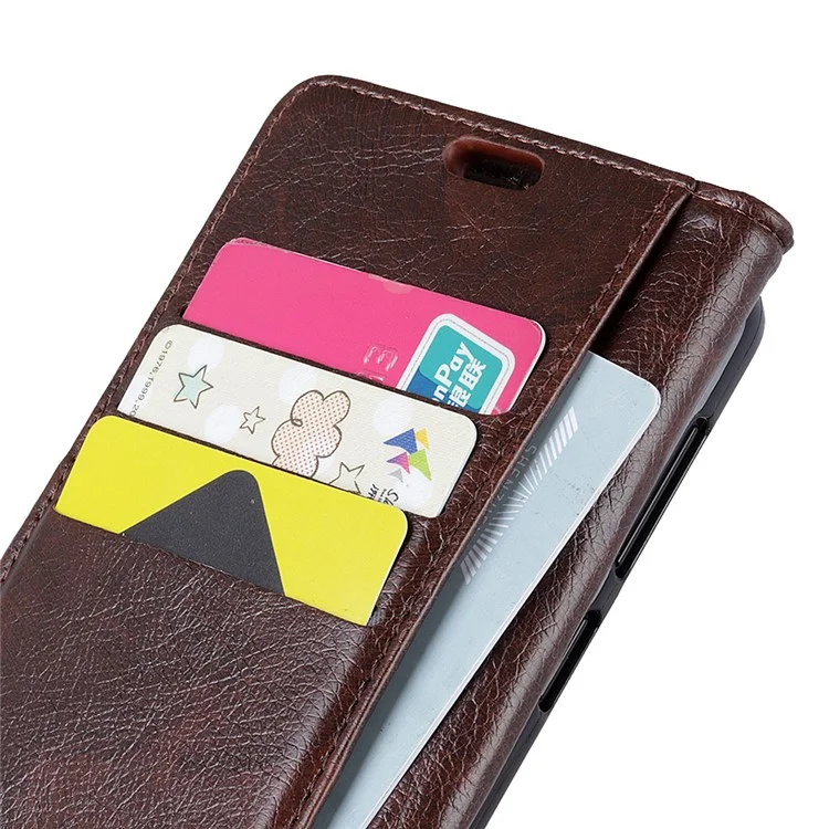 Nappa Texture Wallet Leather Phone Casing Cover for Huawei P30 Lite/nova 4e/P30 Lite New Edition - Coffee