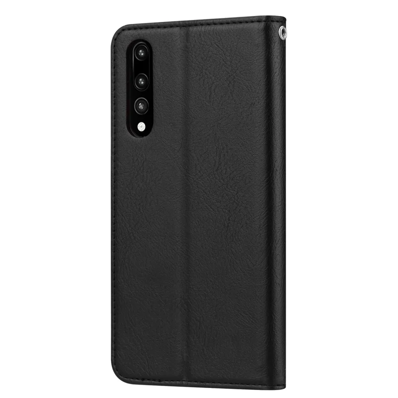 PU Leather Auto-absorbed Stand Wallet Protective Case for Huawei P30 - Black