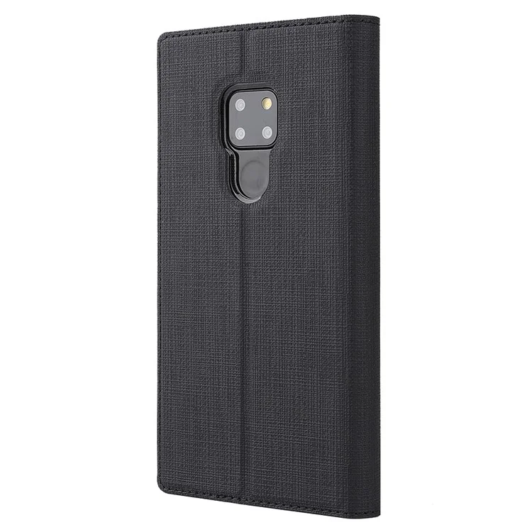 VILI DMX Window View Cross Texture Leather Stand Case for Huawei Mate 20 X - Black