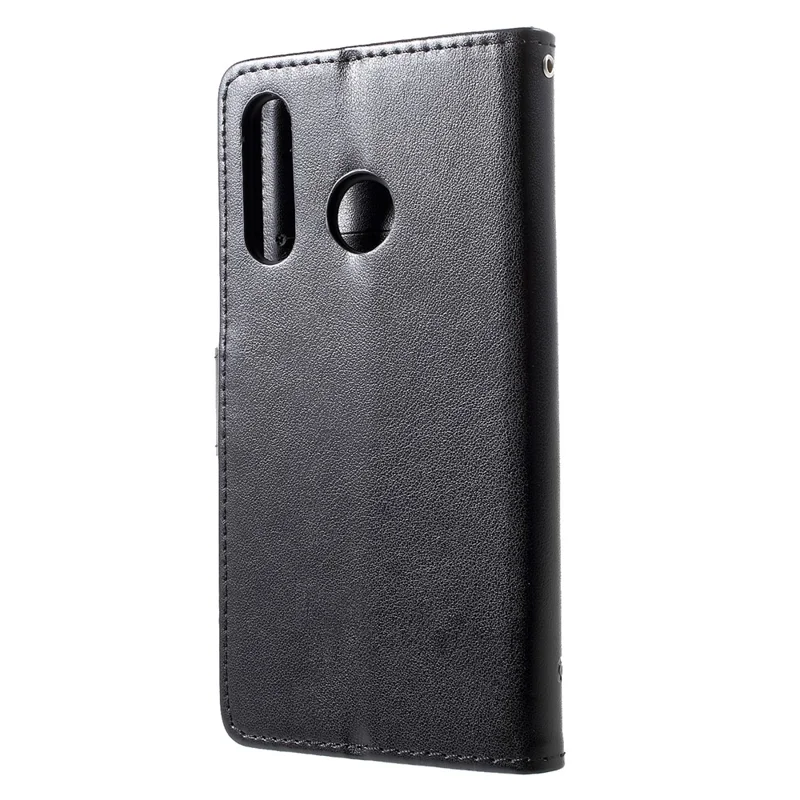 Imprint Butterfly Flower [Wallet Stand] Leather Phone Case for Huawei P30 Lite - Black