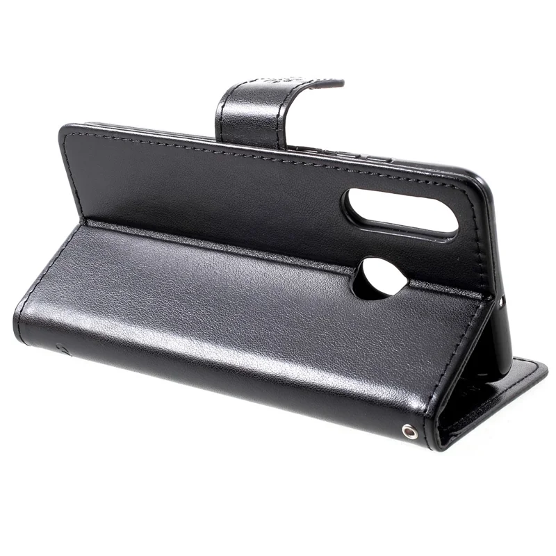 Imprint Butterfly Flower [Wallet Stand] Leather Phone Case for Huawei P30 Lite - Black