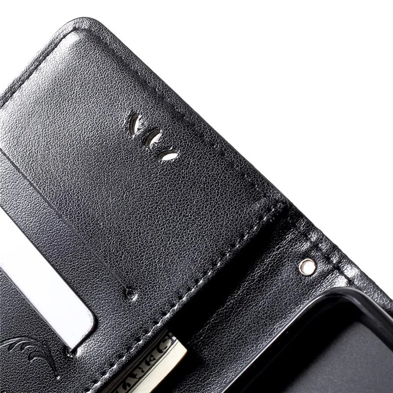 Imprint Butterfly Flower [Wallet Stand] Leather Phone Case for Huawei P30 Lite - Black