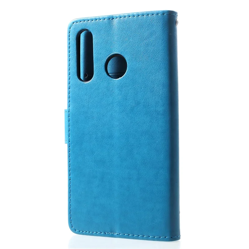 Imprint Butterfly Flower [Wallet Stand] Leather Mobile Cover for Huawei P30 Lite - Blue