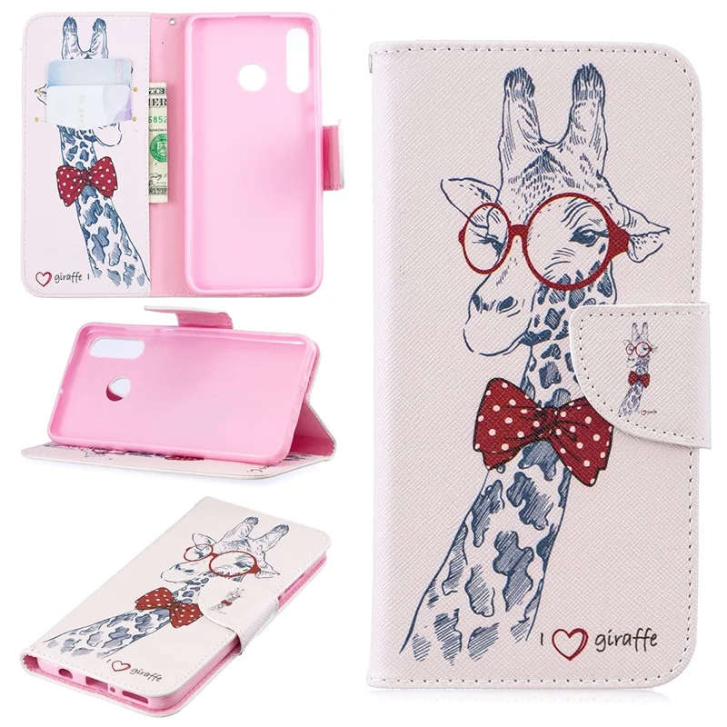 Pattern Printing Wallet Stand Leather Cover for Huawei P30 Lite/nova 4e/P30 Lite New Edition - Giraffe
