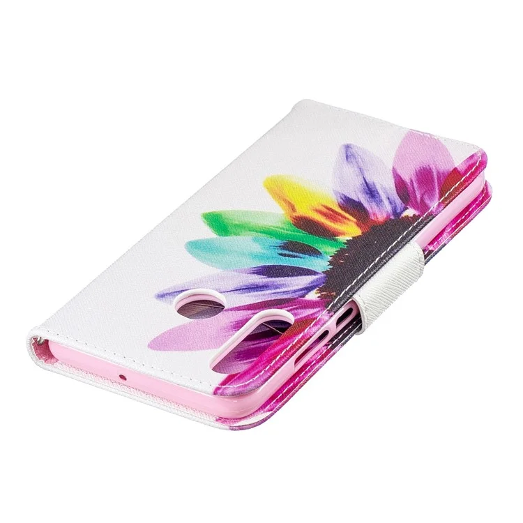 Patterned Wallet Stand Leather Mobile Casing for Huawei P30 Lite/nova 4e/P30 Lite New Edition - Colorful Petals