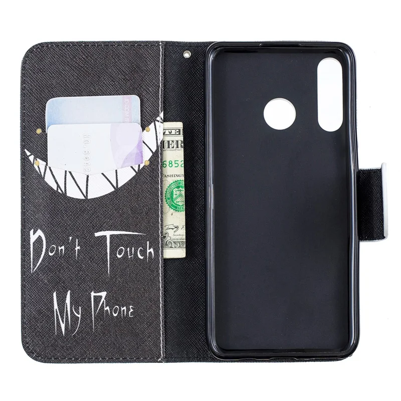 Patterned PU Leather Shell Case with Wallet Stand for Huawei P30 Lite/nova 4e/P30 Lite New Edition - Don't Touch My Phone