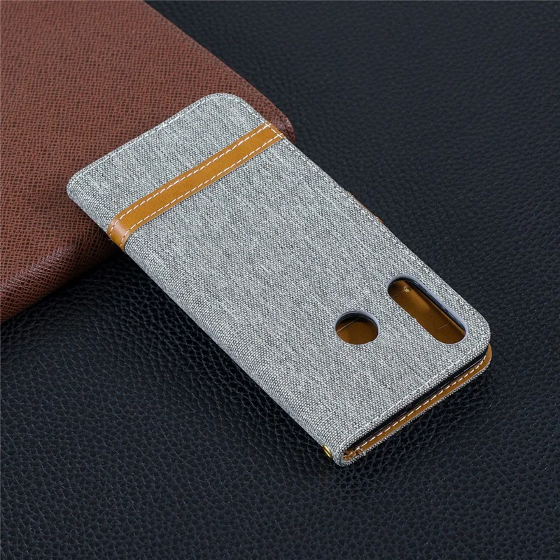 Assorted Color Jeans Cloth Wallet Leather Cover for Huawei P30 Lite/nova 4e/P30 Lite New Edition - Grey