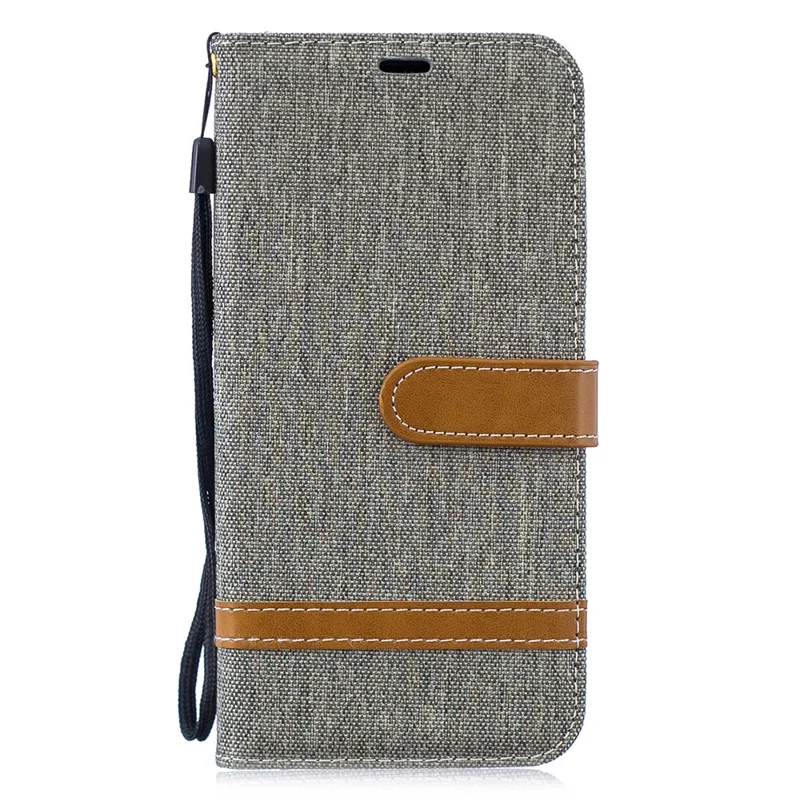 Assorted Color Jeans Cloth Wallet Leather Cover for Huawei P30 Lite/nova 4e/P30 Lite New Edition - Grey