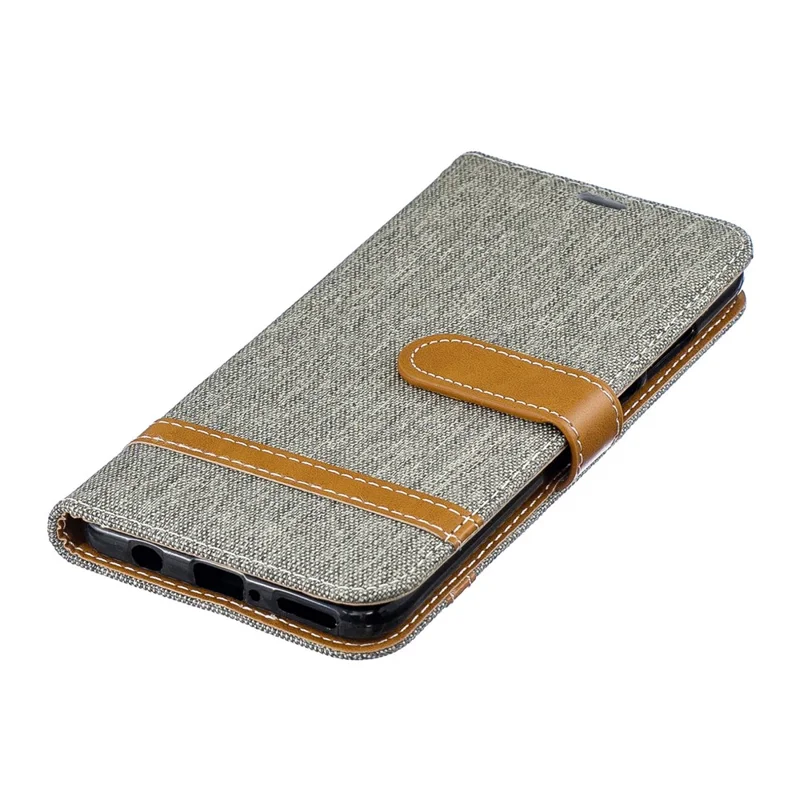 Assorted Color Jeans Cloth Wallet Leather Cover for Huawei P30 Lite/nova 4e/P30 Lite New Edition - Grey