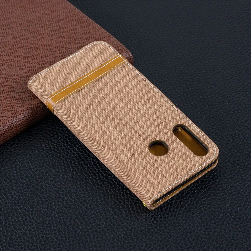 Assorted Color Jeans Cloth Leather Phone Cover for Huawei P30 Lite/nova 4e/P30 Lite New Edition - Khaki