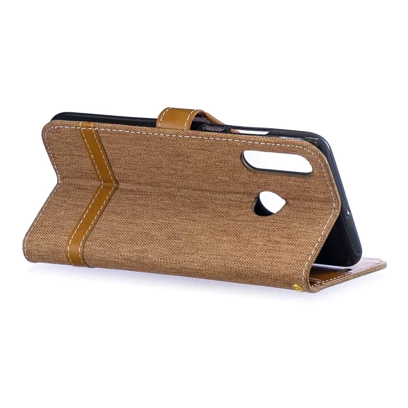 Assorted Color Jeans Cloth Leather Phone Cover for Huawei P30 Lite/nova 4e/P30 Lite New Edition - Khaki