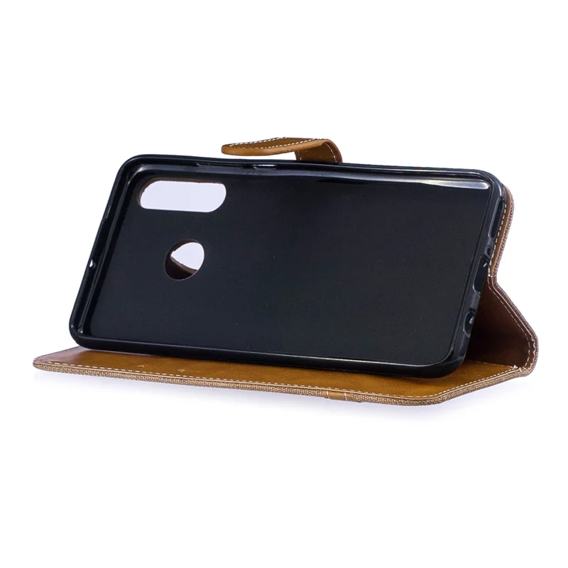 Assorted Color Jeans Cloth Leather Phone Cover for Huawei P30 Lite/nova 4e/P30 Lite New Edition - Khaki