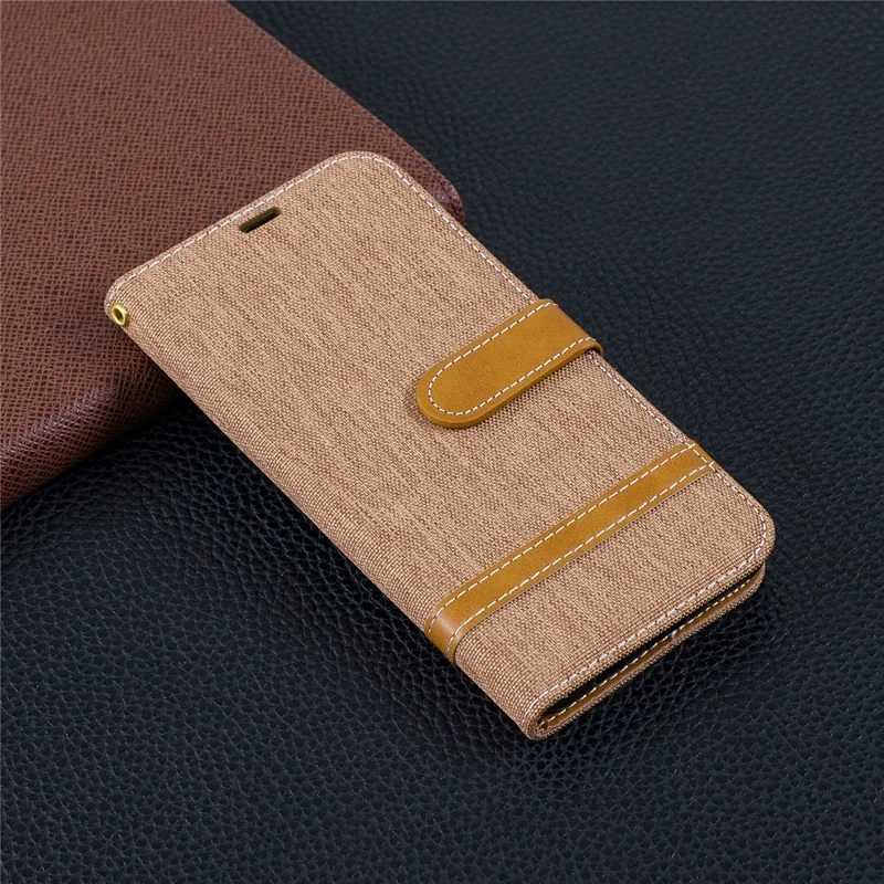 Assorted Color Jeans Cloth Leather Phone Cover for Huawei P30 Lite/nova 4e/P30 Lite New Edition - Khaki