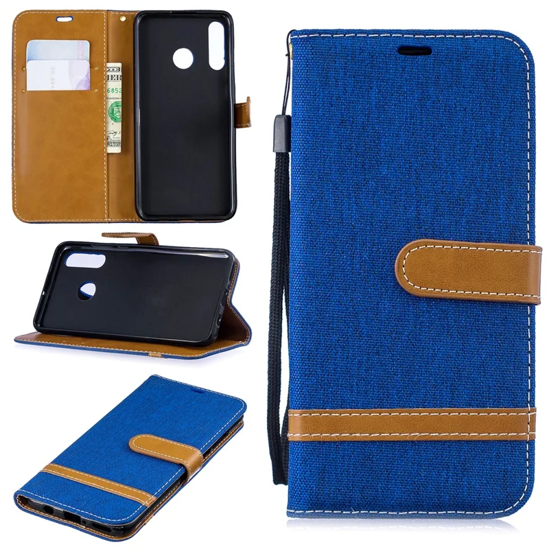 Assorted Color Jeans Cloth Leather Mobile Shell for Huawei P30 Lite/nova 4e/P30 Lite New Edition - Baby Blue