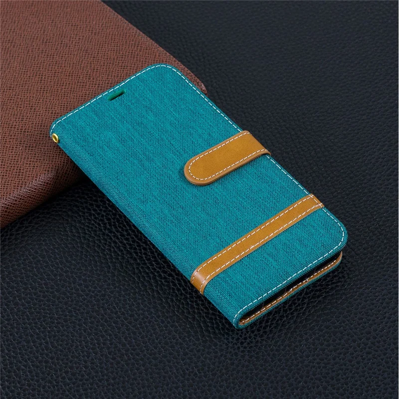 Assorted Color Jeans Cloth PU Leather Protector Cover for Huawei P30 Lite/nova 4e/P30 Lite New Edition - Green