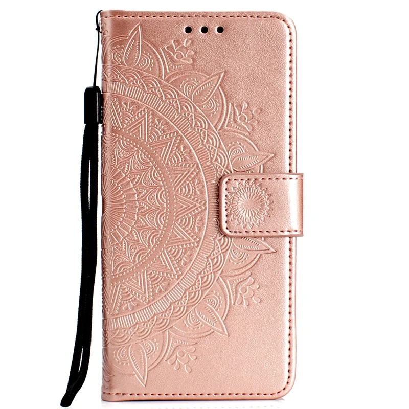 Imprint Flower Leather Wallet Case Cover for Huawei P Smart (2019) / Honor 10 Lite - Rose Gold