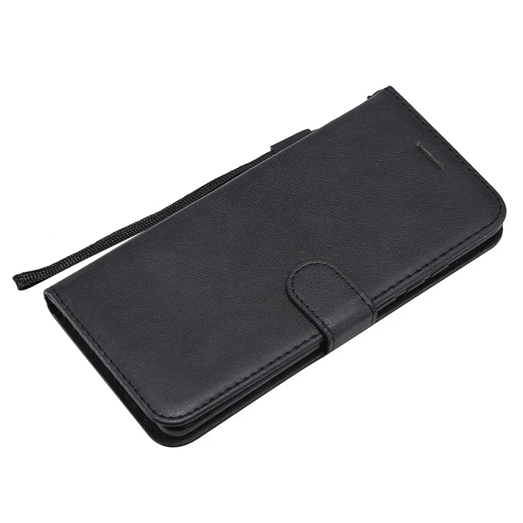 Custodia a portafoglio in pelle tinta unita con supporto per Huawei P30 Pro - Nero