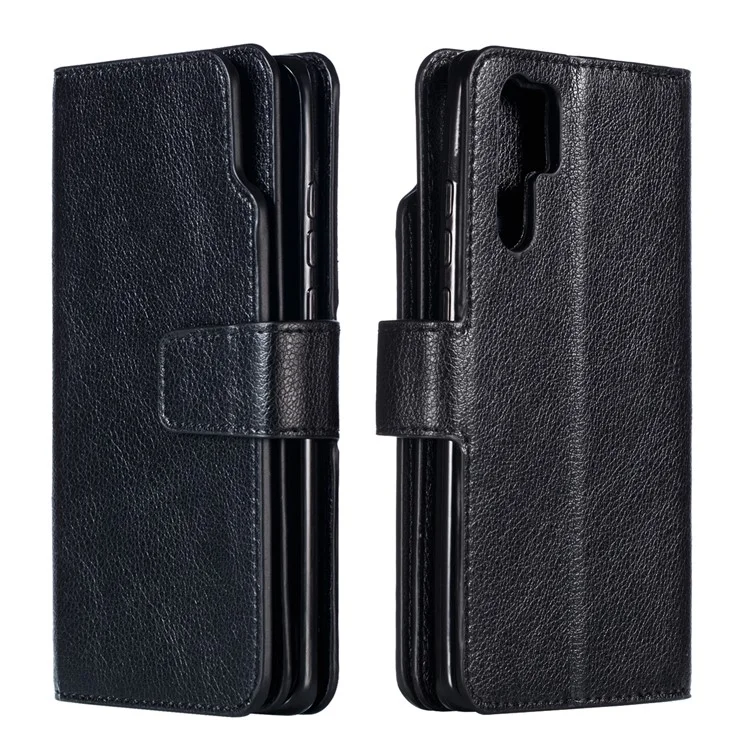 [9 Card Slots] Crazy Horse Leather Wallet Case for Huawei P30 Pro - Black