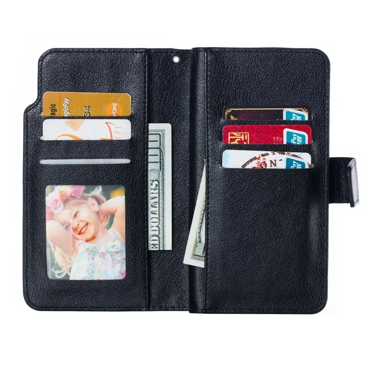 [9 Card Slots] Crazy Horse Leather Wallet Case for Huawei P30 Pro - Black