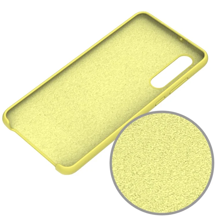 For Huawei P30 Liquid Silicone Protector Case with Soft Anti-Scratch Microfiber Lining - Yellow