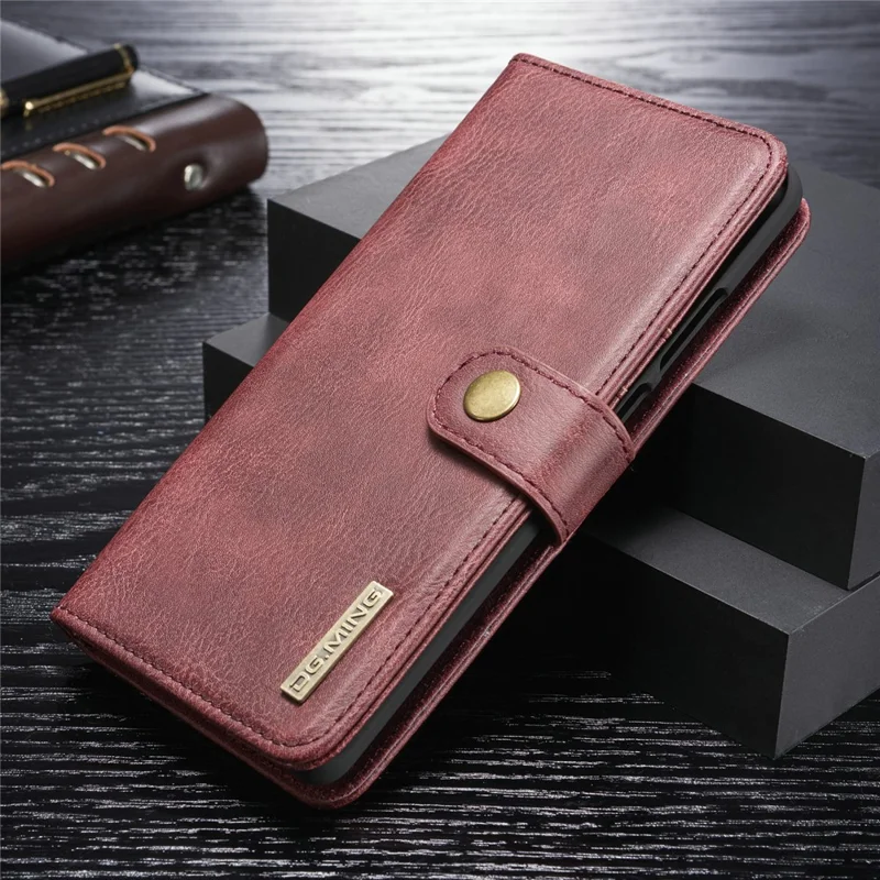 DG.MING For Huawei P30 Pro Detachable 2-in-1 Anti-scratch Split Leather Wallet Shell + PC Back Phone Case - Red
