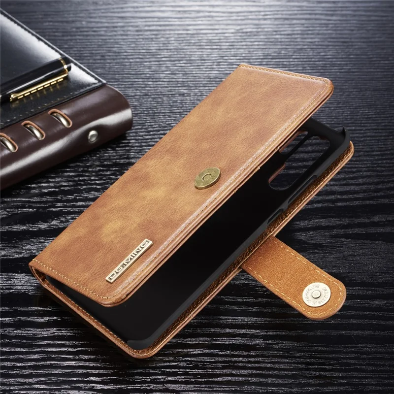 DG.MING For Huawei P30 Pro Detachable 2-in-1 Anti-scratch Split Leather Wallet Shell + PC Back Phone Case - Brown