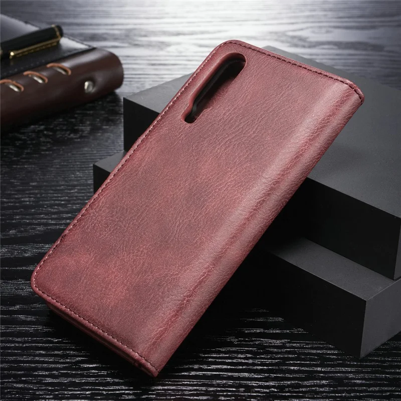 DG.MING For Huawei P30 Wallet Phone Case Detachable 2 in 1 Leather Shell Shockproof Flip Protective Cover - Red