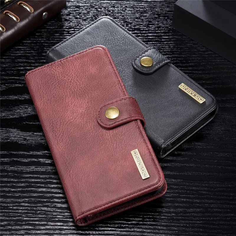 DG.MING For Huawei P30 Wallet Phone Case Detachable 2 in 1 Leather Shell Shockproof Flip Protective Cover - Red