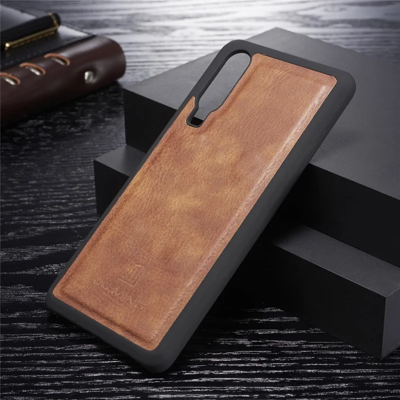 DG.MING For Huawei P30 Wallet Phone Case Detachable 2 in 1 Leather Shell Shockproof Flip Protective Cover - Brown