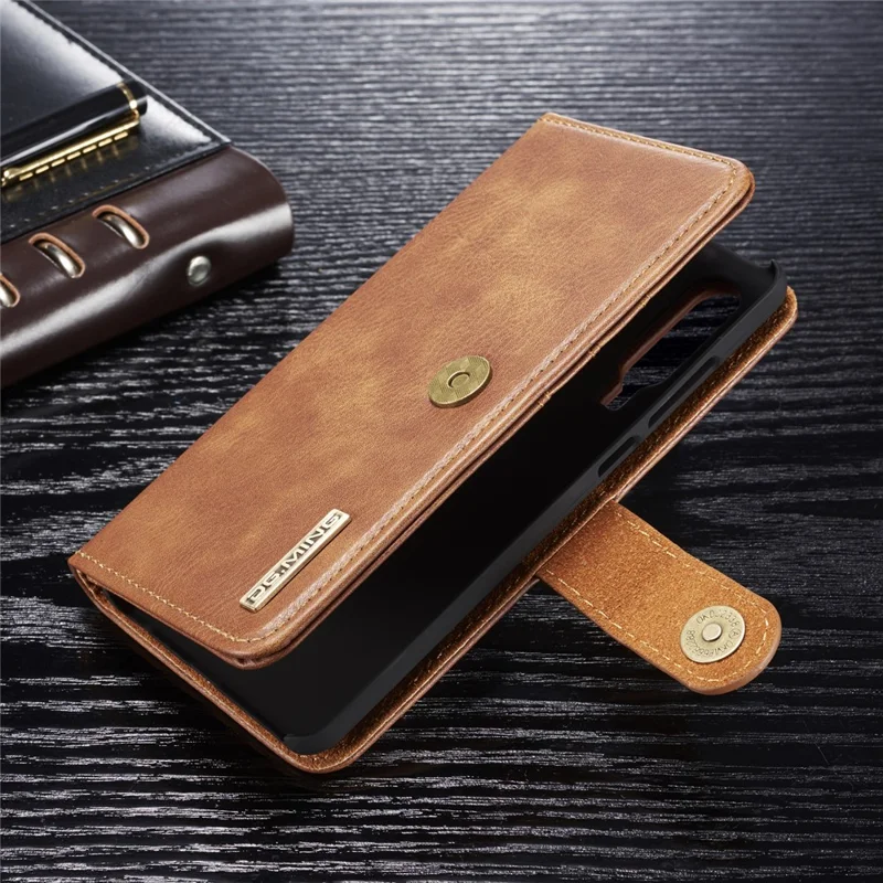 DG.MING For Huawei P30 Wallet Phone Case Detachable 2 in 1 Leather Shell Shockproof Flip Protective Cover - Brown