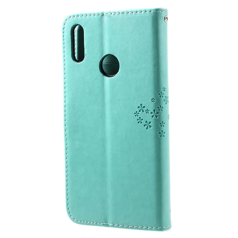 Imprint Tree Owl Magnetic Leather Stand Cover for Huawei Y7 (2019) - Green