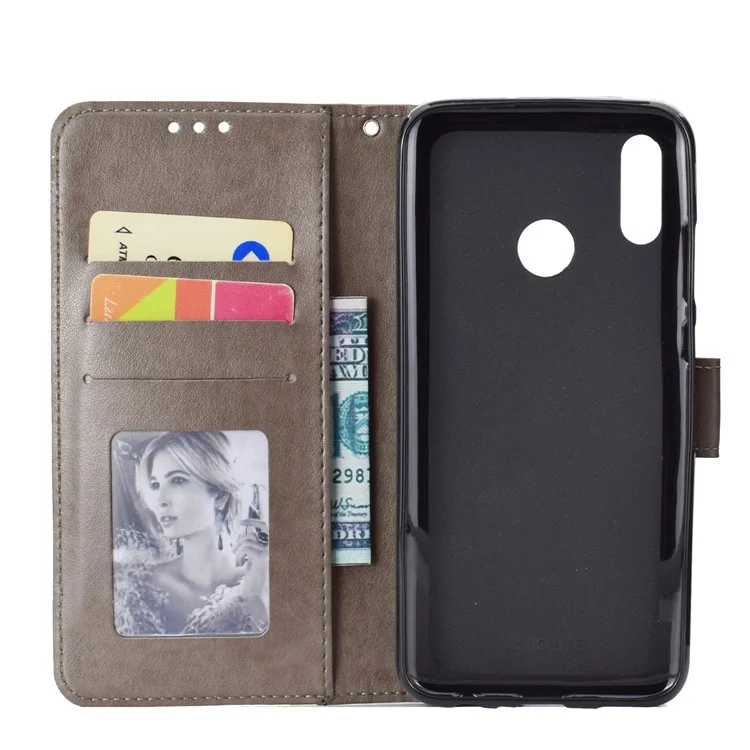 Imprinted Mandala Pattern Wallet Leather Mobile Case for Huawei Honor 8X / Honor View 10 Lite - Grey