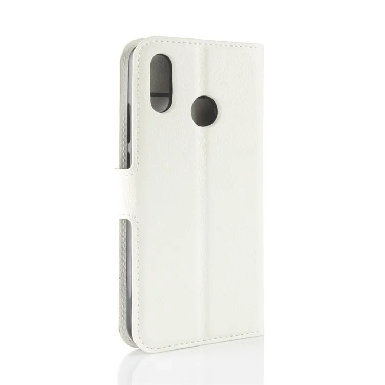 Litchi Skin PU Cuir Cuir Magnétique Folio Flip Flip Portefeuille Shell Shell Pour Huawei P30 Lite - Blanche