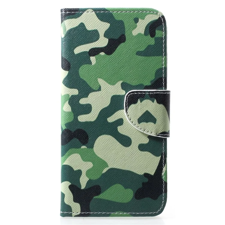 Fingerprint-Free Cross Texture Pattern Printing PU Leather Flip Phone Cover for Huawei P30 Lite - Camouflage