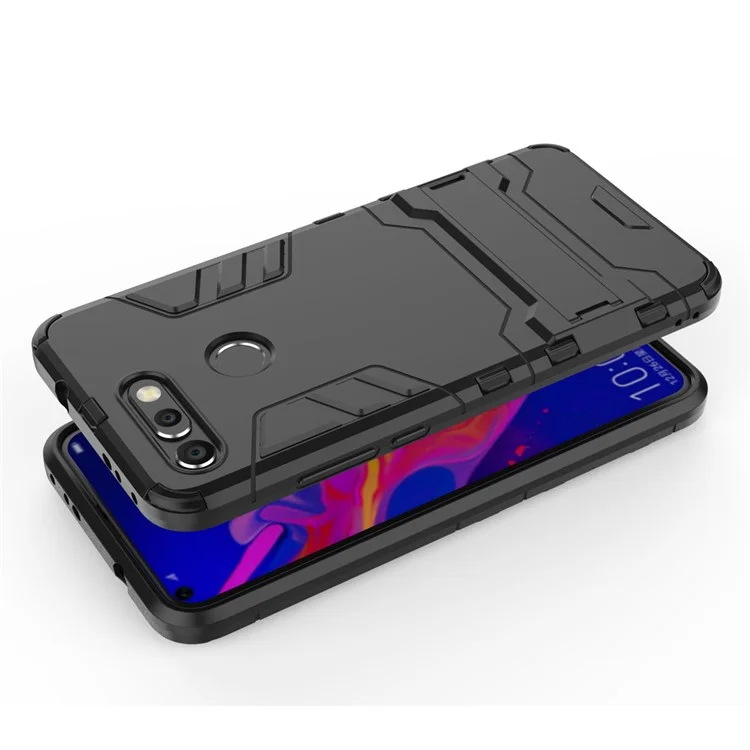 Kunststoff + TPU Hybrid -fall Mit Kickstand Für Huawei Honor View 20 / Ehre V20 - Schwarz