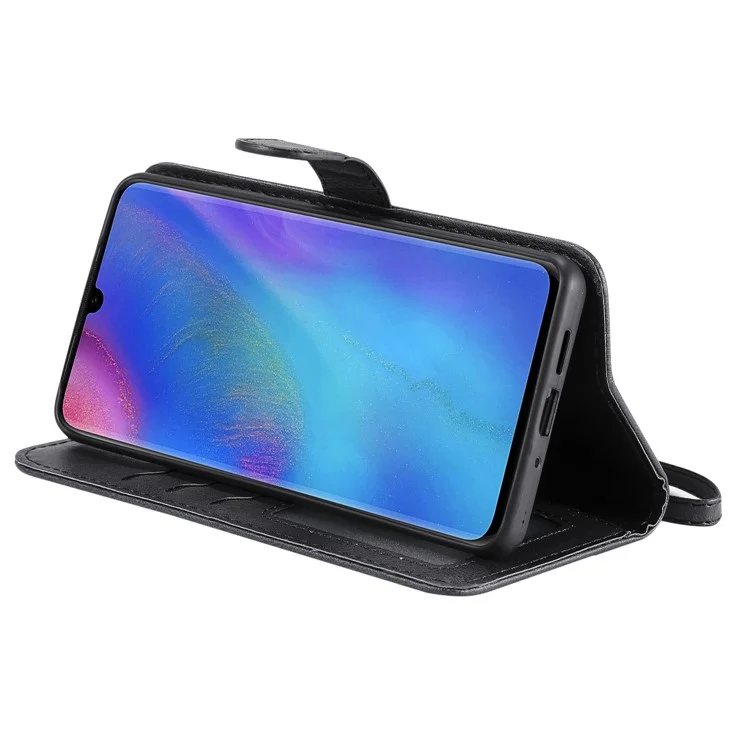 Magnetic KT Leather Series-3 Stand de Cuero de Billetera 2 en 1 Desmontable Para Huawei P30 Pro - Negro