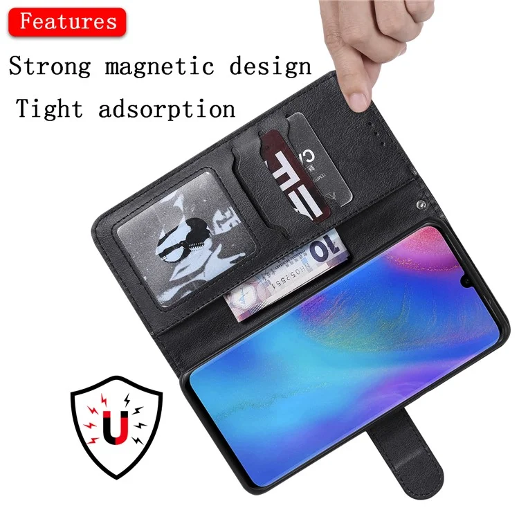 Magnetische KT Leder Serie-3 Abnehmbar 2-in-1-brieftasche Lederstand Hülle Für Huawei P30 Pro - Schwarz