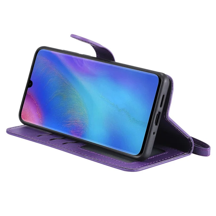 Magnetic KT Leather Series-3 Destacável Caso de Couro de Carteira 2 em 1 Para Huawei P30 Pro - Roxo